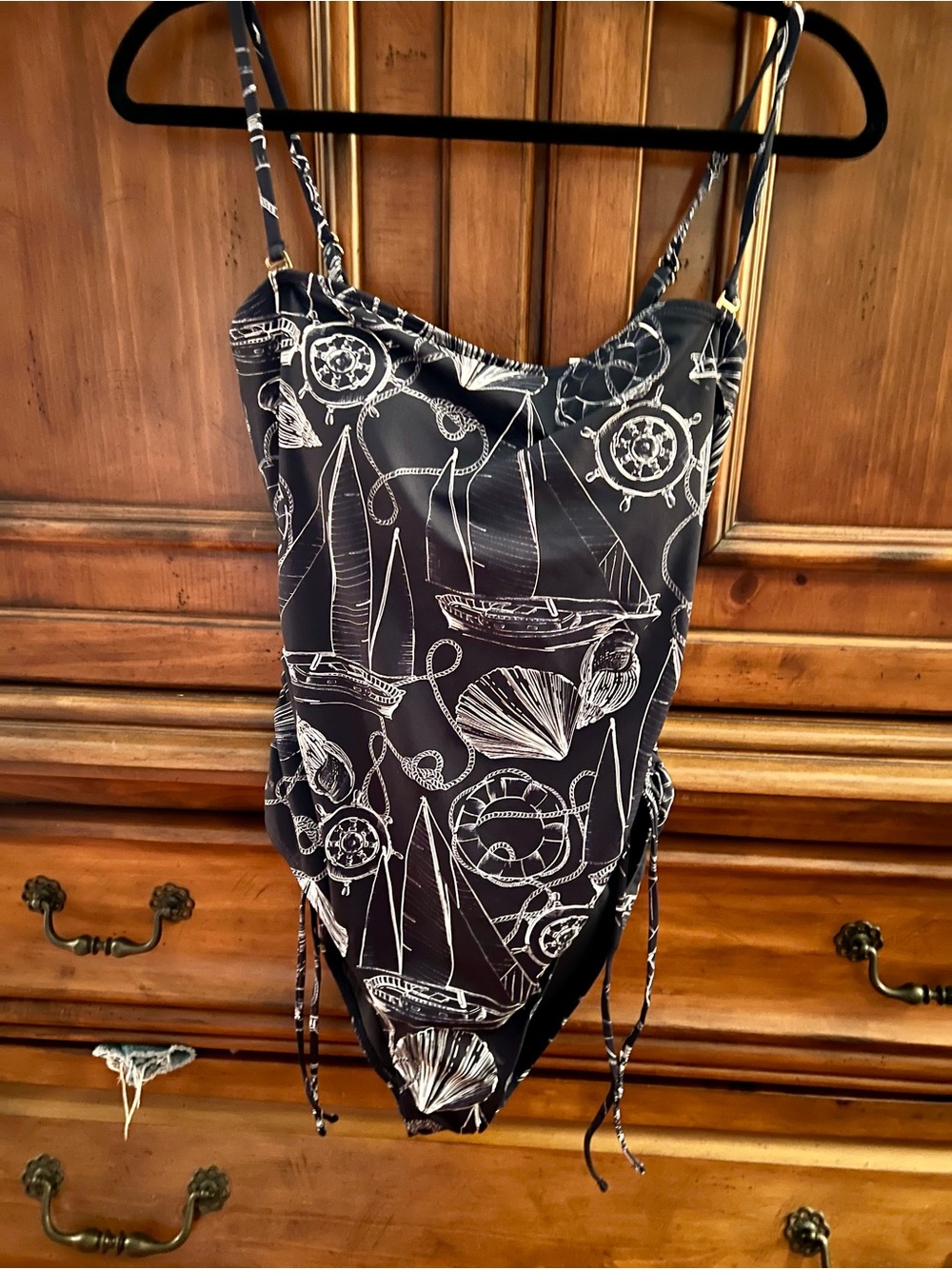 Nautica Navy Nautical Print One-Piece Swimsuit